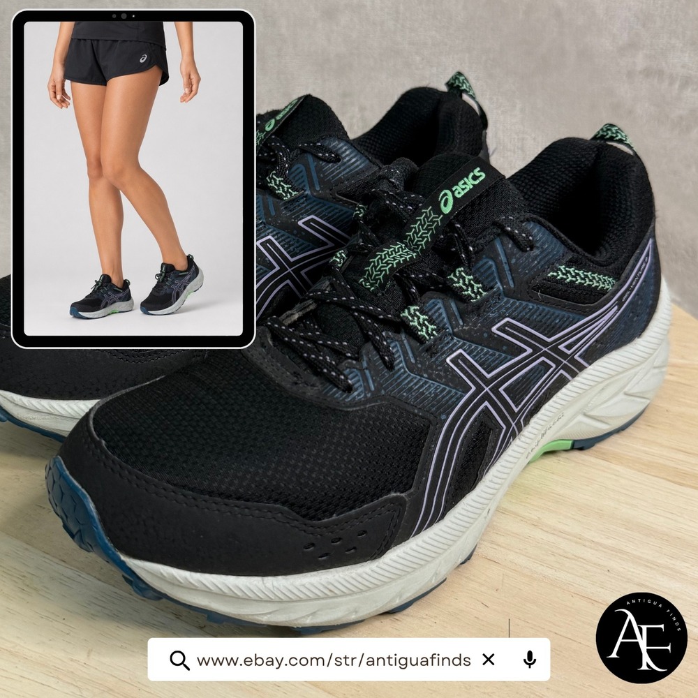 Asics Gel-Venture 9 Womens Trail Running Shoes Black Lavender Mint 1012B313 8.5
